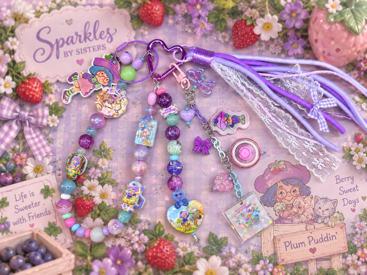 Plum Puddinโ-Inspired Deluxe Layered Purse Charm | Handmade Strawberry Friends Bag Charm