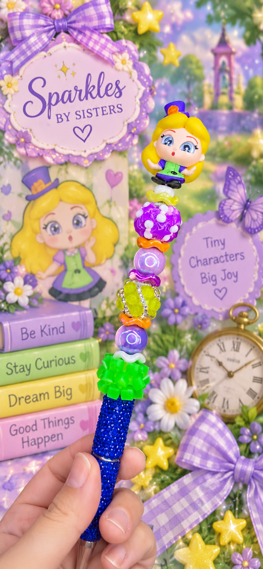 Halloween Alice Inspired Rhinestone Pen β Purple & Green