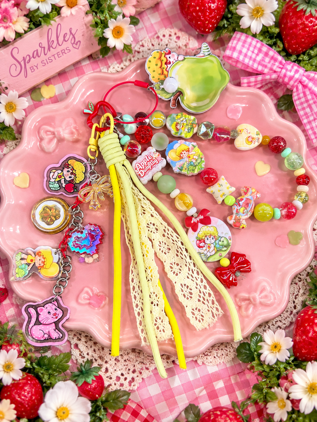 Apple Dumplin’ Inspired Layered Purse Charm – Strawberry Shortcake Friend