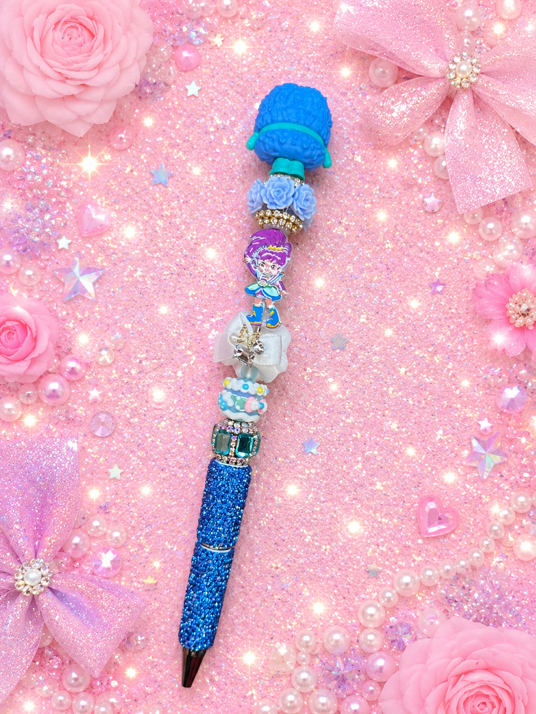 Shy Violet & Champ Sprite Rainbow Brite Inspired Rhinestone Beaded Pen