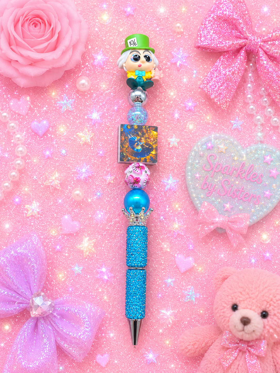 Mad Hatter Inspired Handmade Beaded Pen