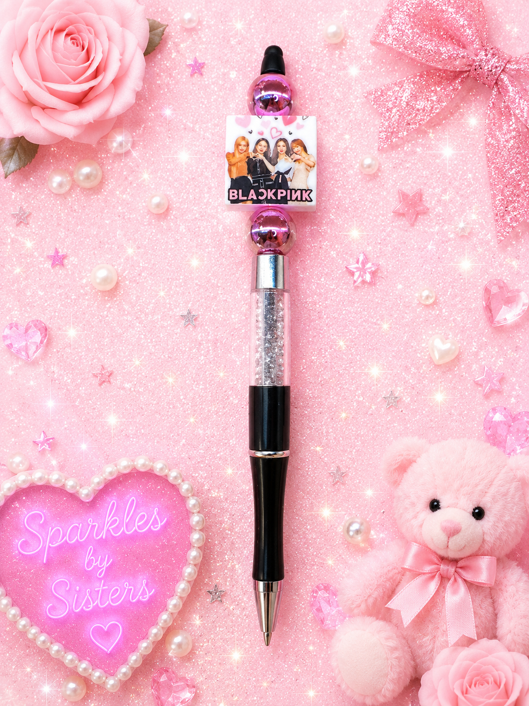 Pink Venom BLACKPINK Beaded Pen π€πβ¨
