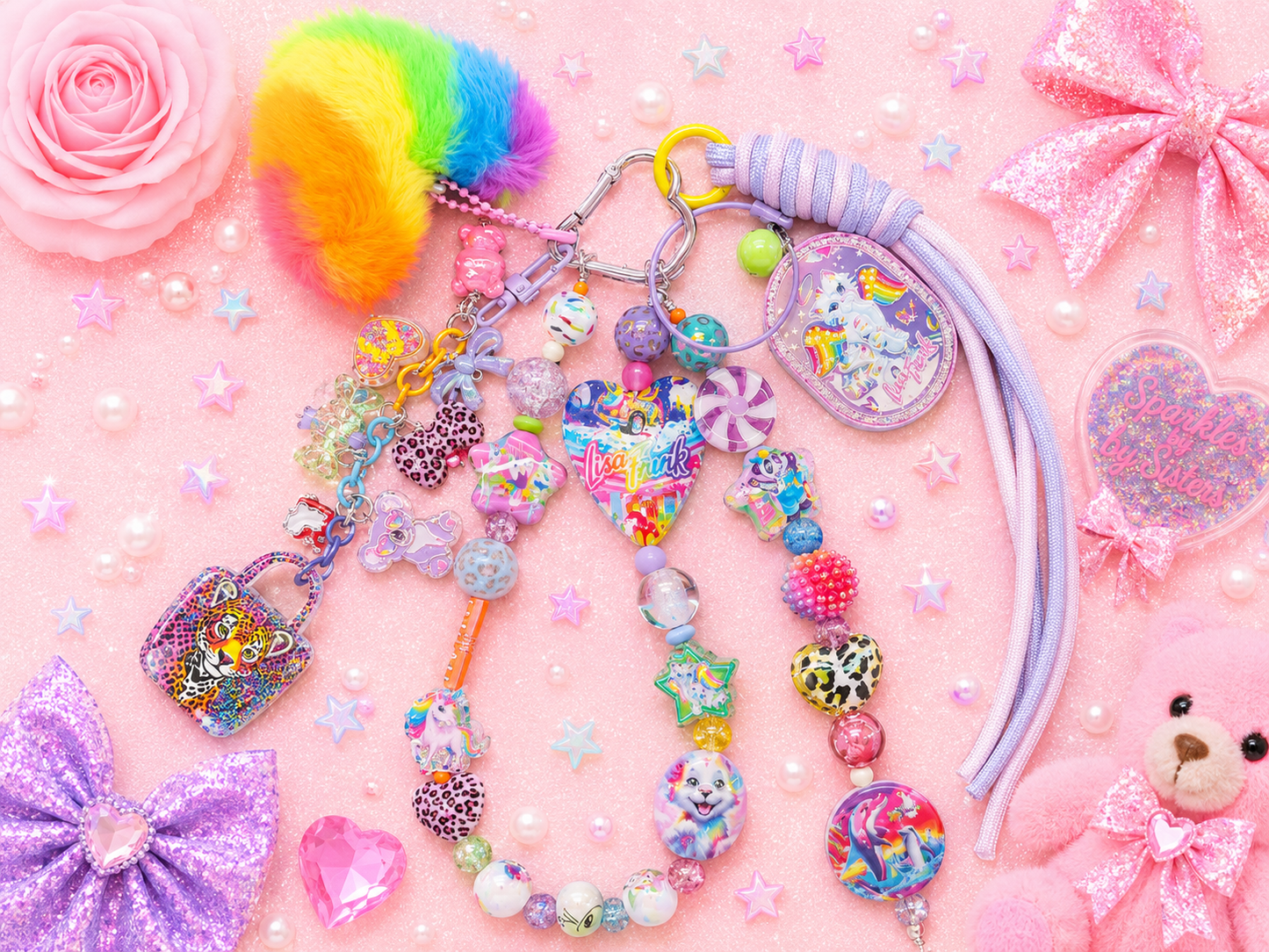 Lisa Frank Inspired Rainbow Dream Deluxe Layered Purse Charm