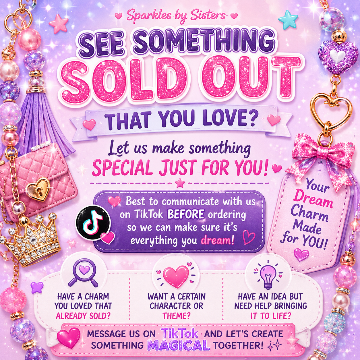✨ Custom Purse Charm / Bag Charm – Let Us Create Your Dream Charm ✨