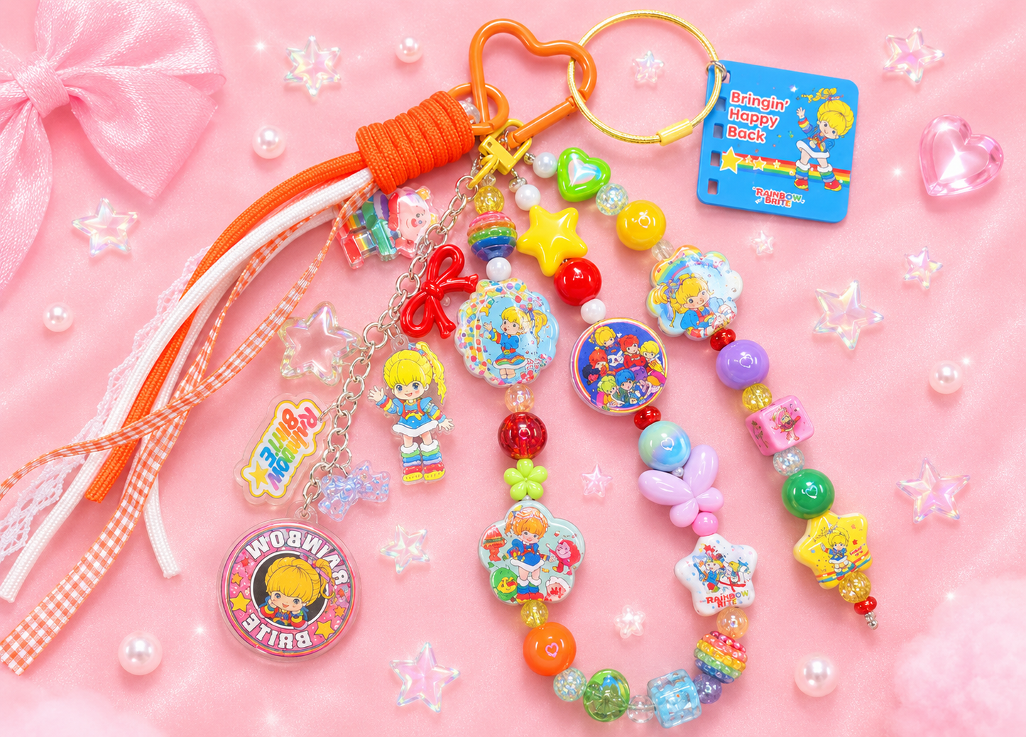 Rainbow Brite Beaded Purse Charm – Layered Bag Charm (Retro Rainbow)$36