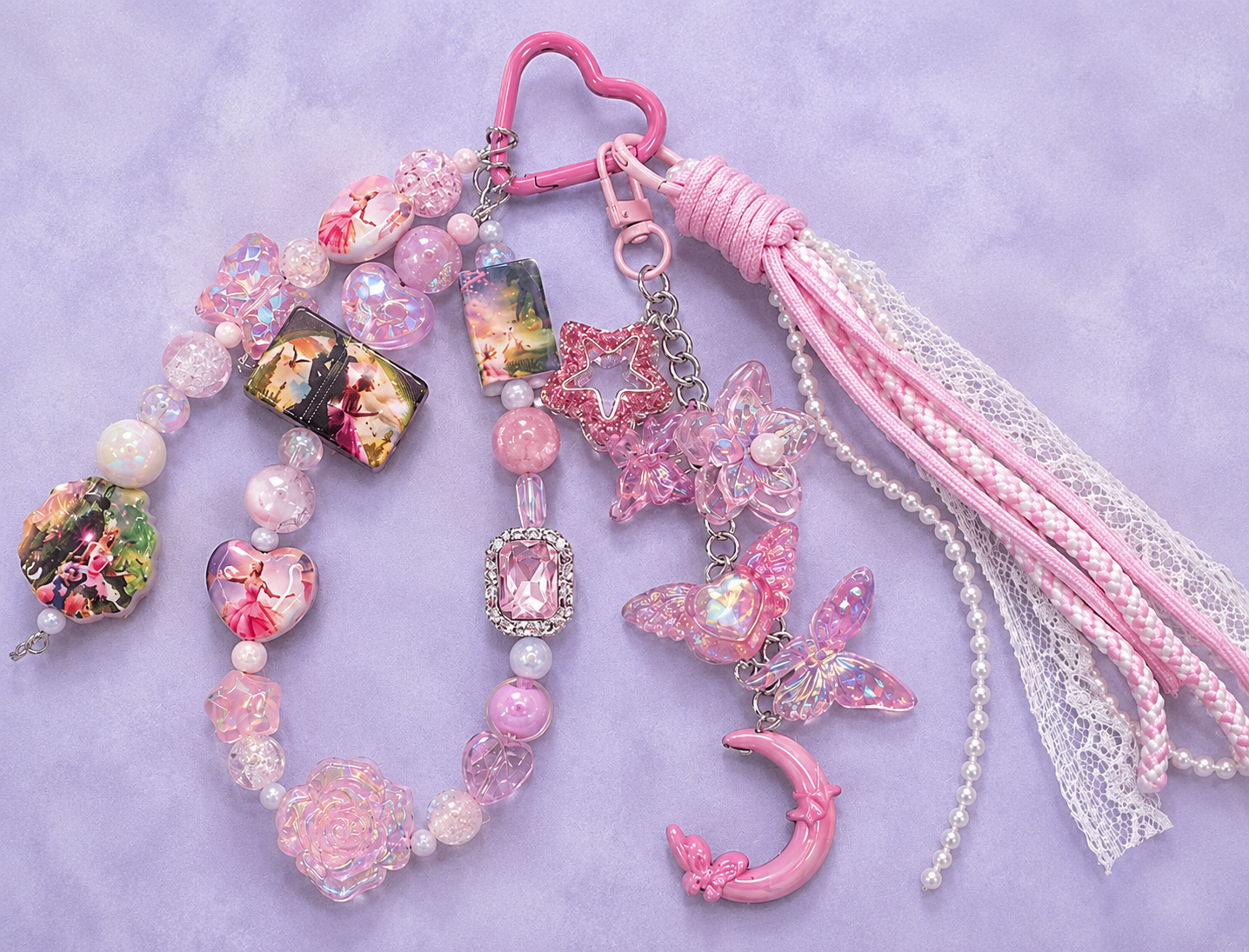 Glinda Pink Beaded Bag Charm | Wicked Inspired Princess Keychain $36