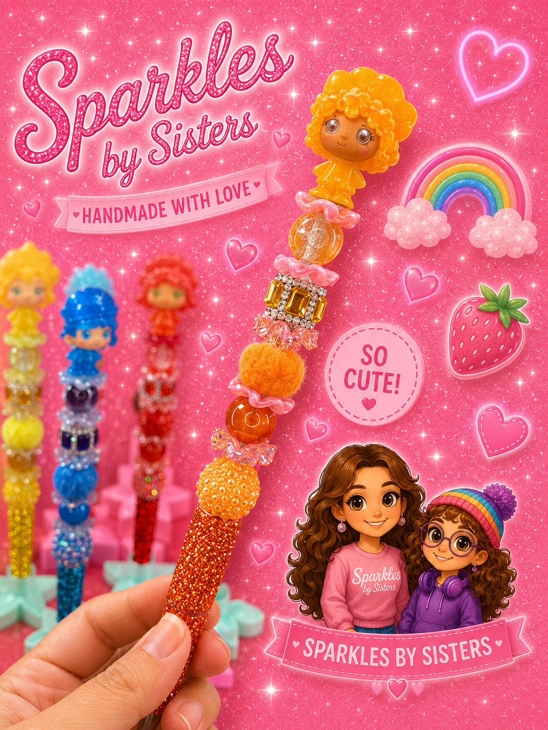Orange Blossom Inspired Rhinestone Beaded Pen | Strawberry Shortcake Collectible