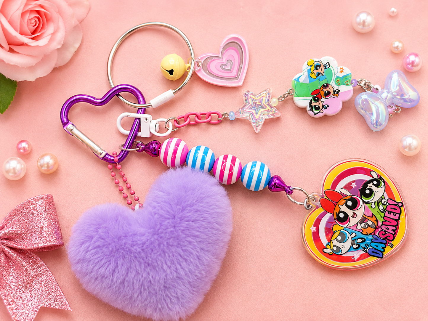 Powerpuff Girls-Inspired Mini Bag Charm | Small Handmade Purse Charm