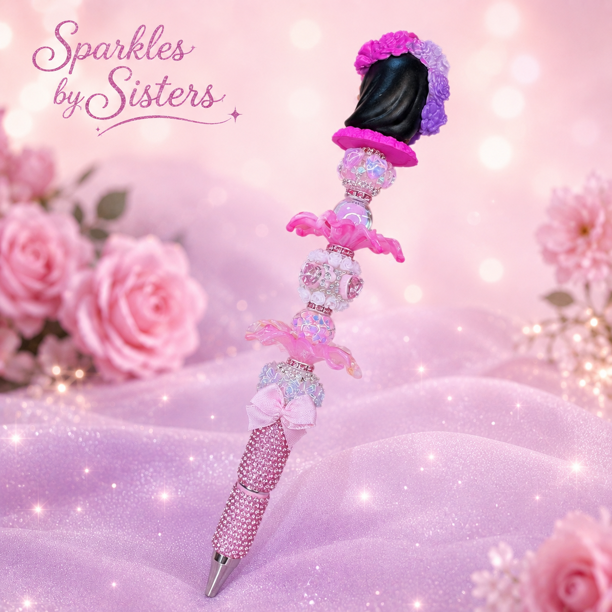Isabela-Inspired Floral Rhinestone Beaded Pen | Handmade Encanto Character Pen