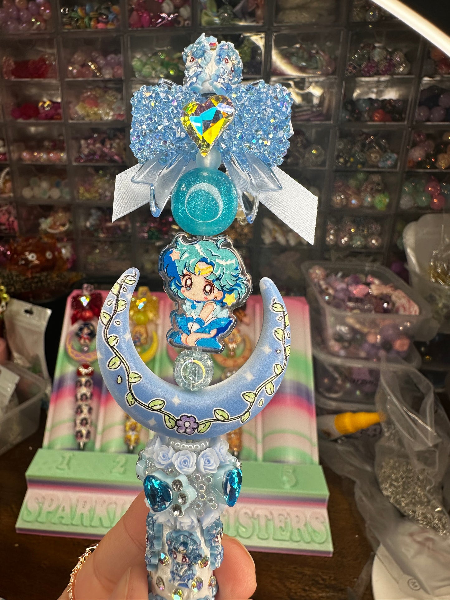 💙🌙 Sailor Mercury Inspired Statement Pen – One of a Kind $22