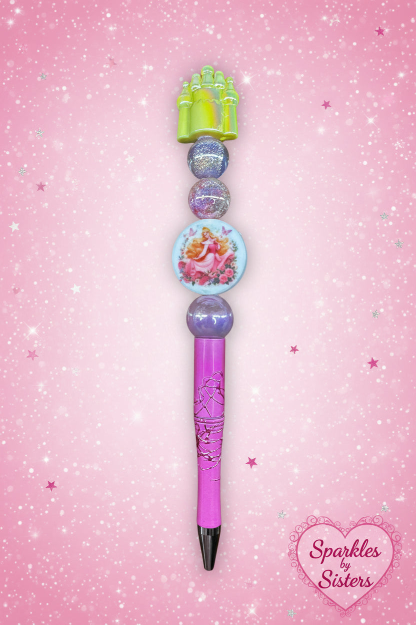 Once Upon a Dream Sleeping Beauty Castle Beaded Pen 🌹👑✨