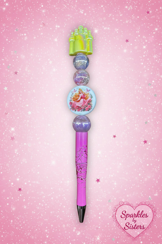 Once Upon a Dream Sleeping Beauty Castle Beaded Pen 🌹👑✨