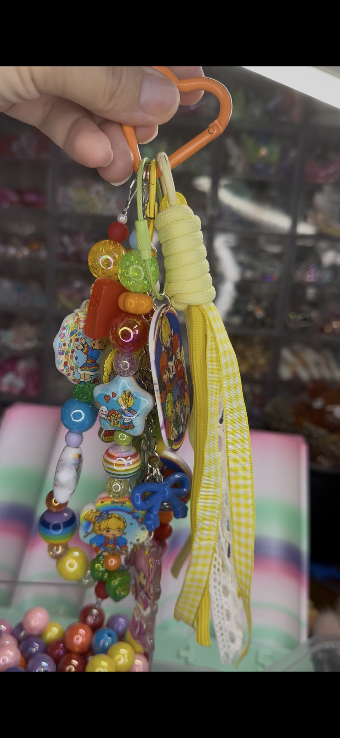 Retro Rainbow Fantasy Beaded Keychain Bag Charm| Colorful Nostalgia Charm Strap $36