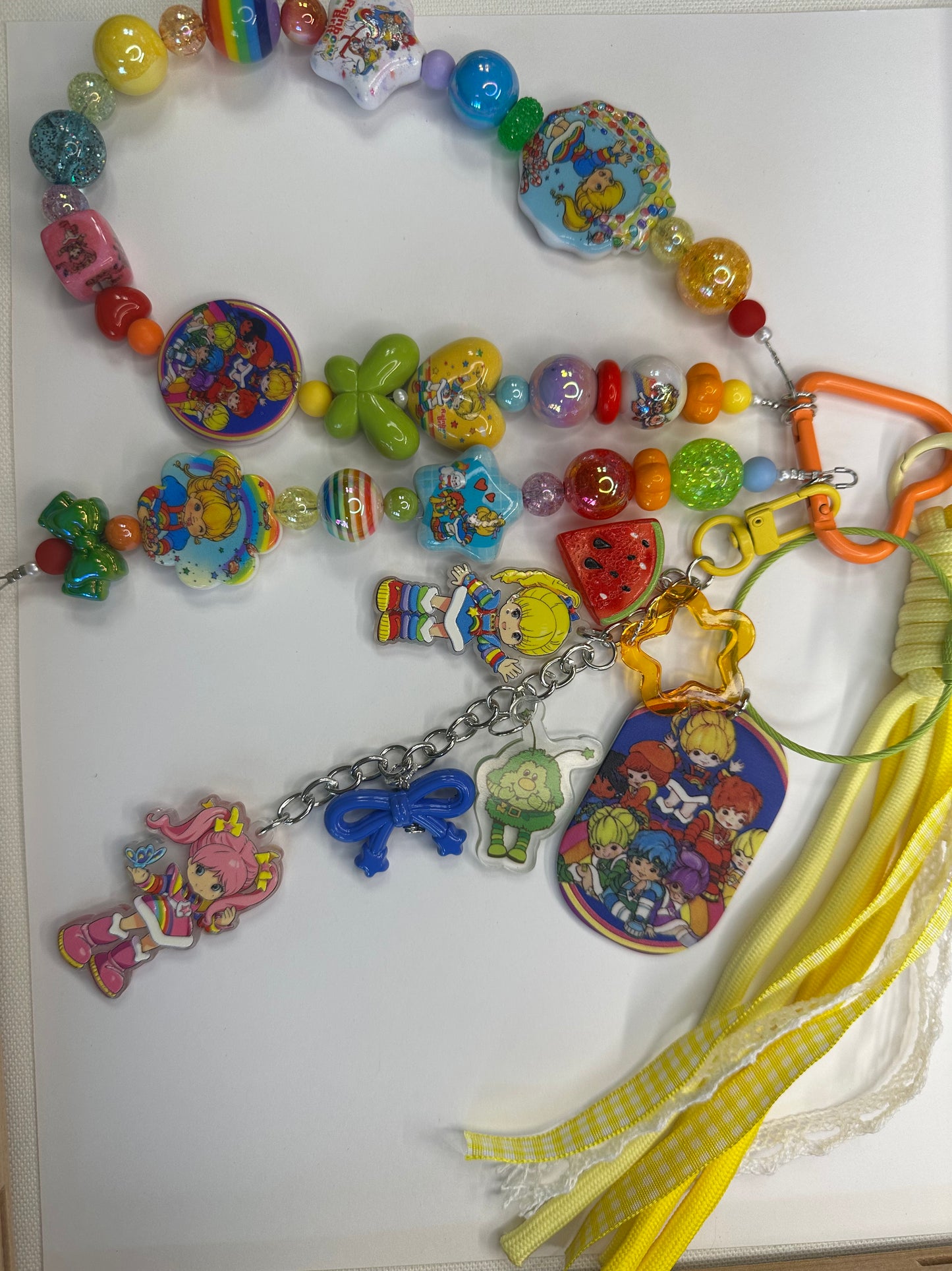 Retro Rainbow Fantasy Beaded Keychain Bag Charm| Colorful Nostalgia Charm Strap $36