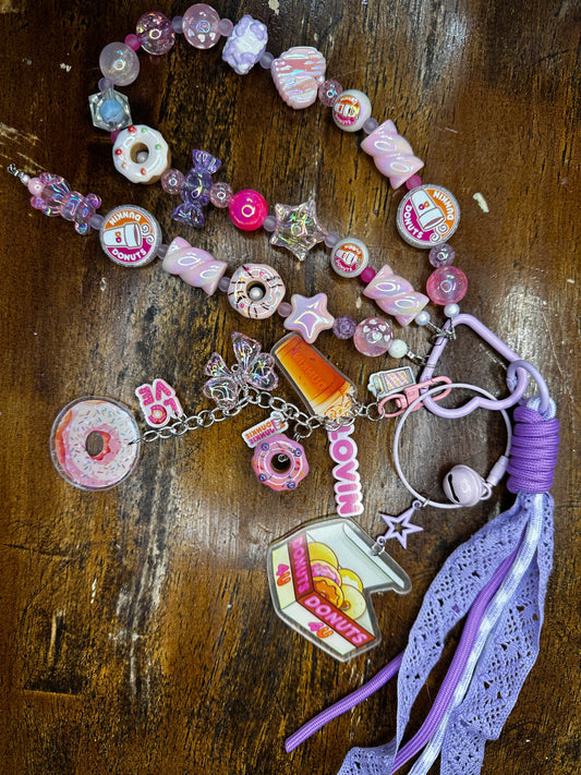Donut Shop Bag Charm – Pink Dunkin Inspired Purse Charm 🍩💖
$36