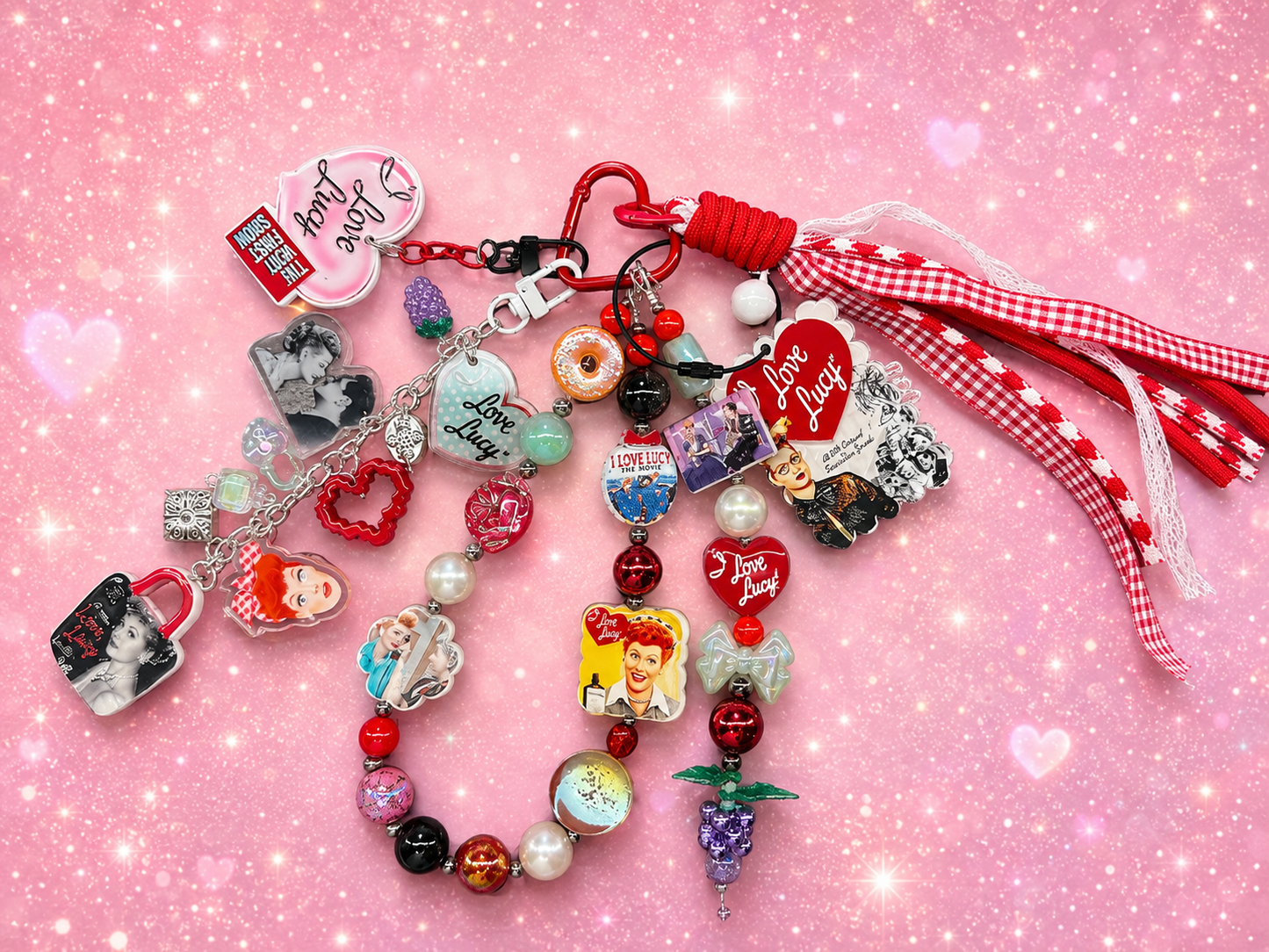 I Love Lucy Inspired Deluxe Layered Purse Charm – Handmade Beaded Bag Charm
