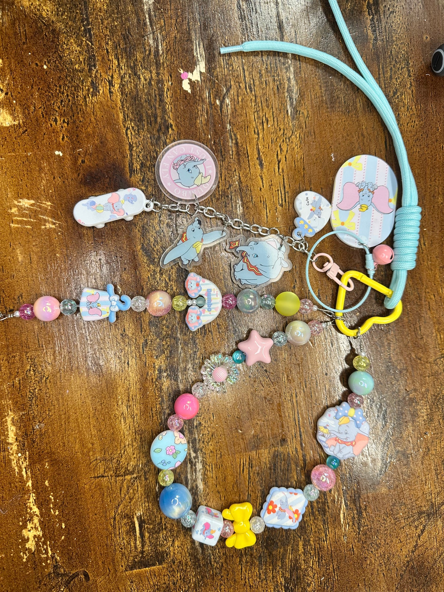 Pastel Dumbo Inspired Beaded Charm Strap – One of a Kind Kawaii Bag Charm $46