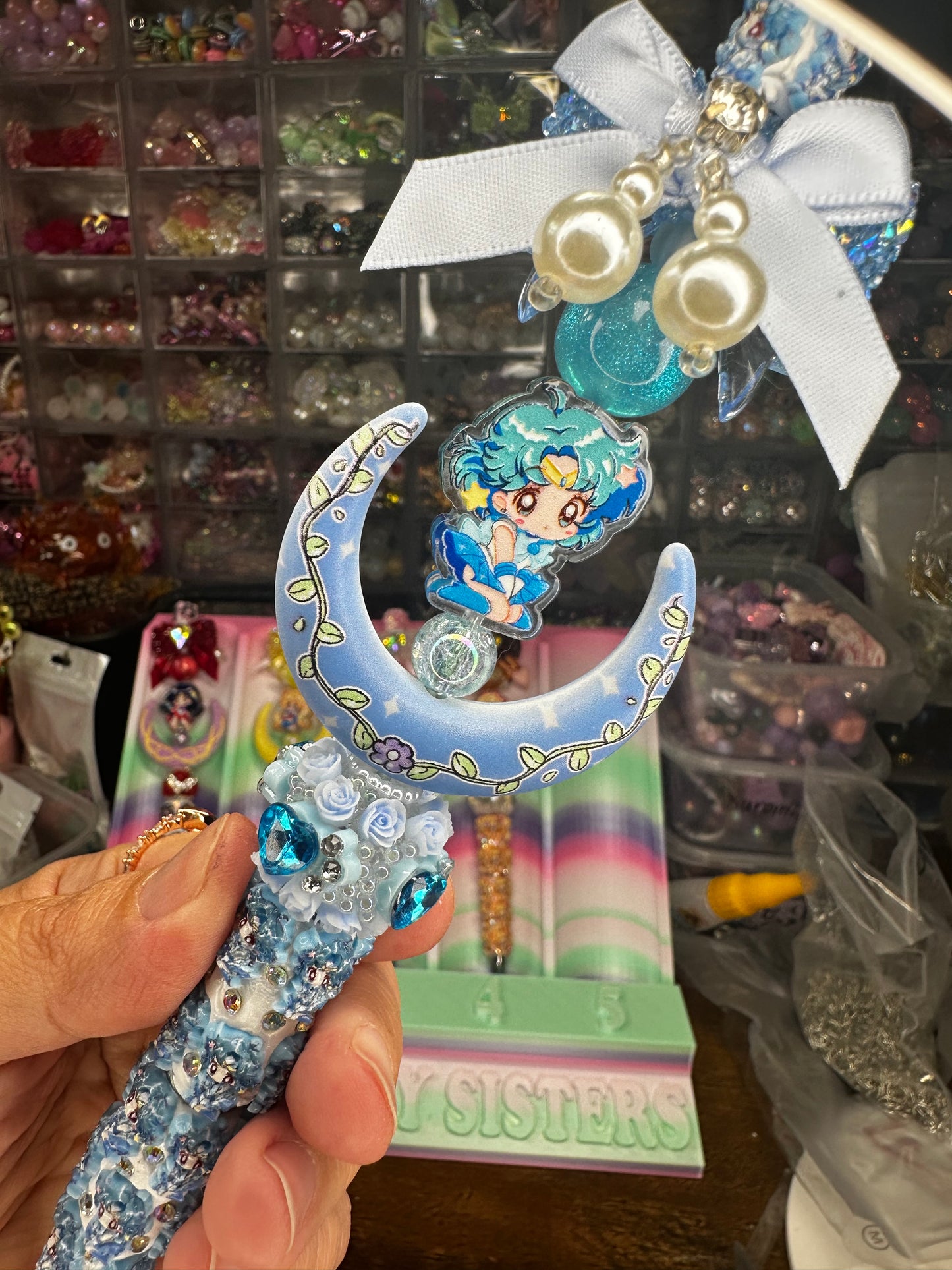 💙🌙 Sailor Mercury Inspired Statement Pen – One of a Kind $22