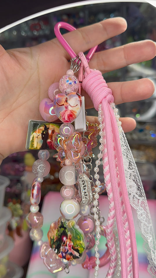 Glinda Pink Beaded Bag Charm | Wicked Inspired Princess Keychain $36