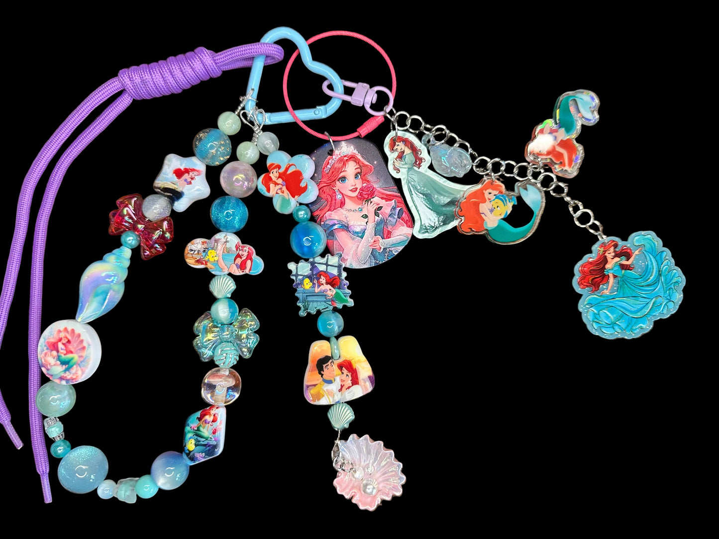Handmade Little Mermaid Ariel Purse Charm – Beaded Mermaid Bag Accessory $34