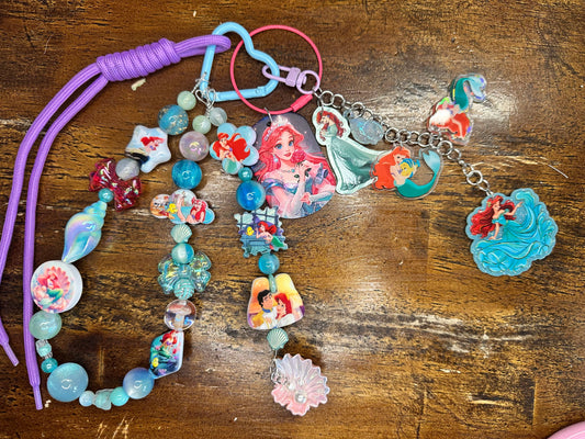 Handmade Little Mermaid Ariel Purse Charm – Beaded Mermaid Bag Accessory $34