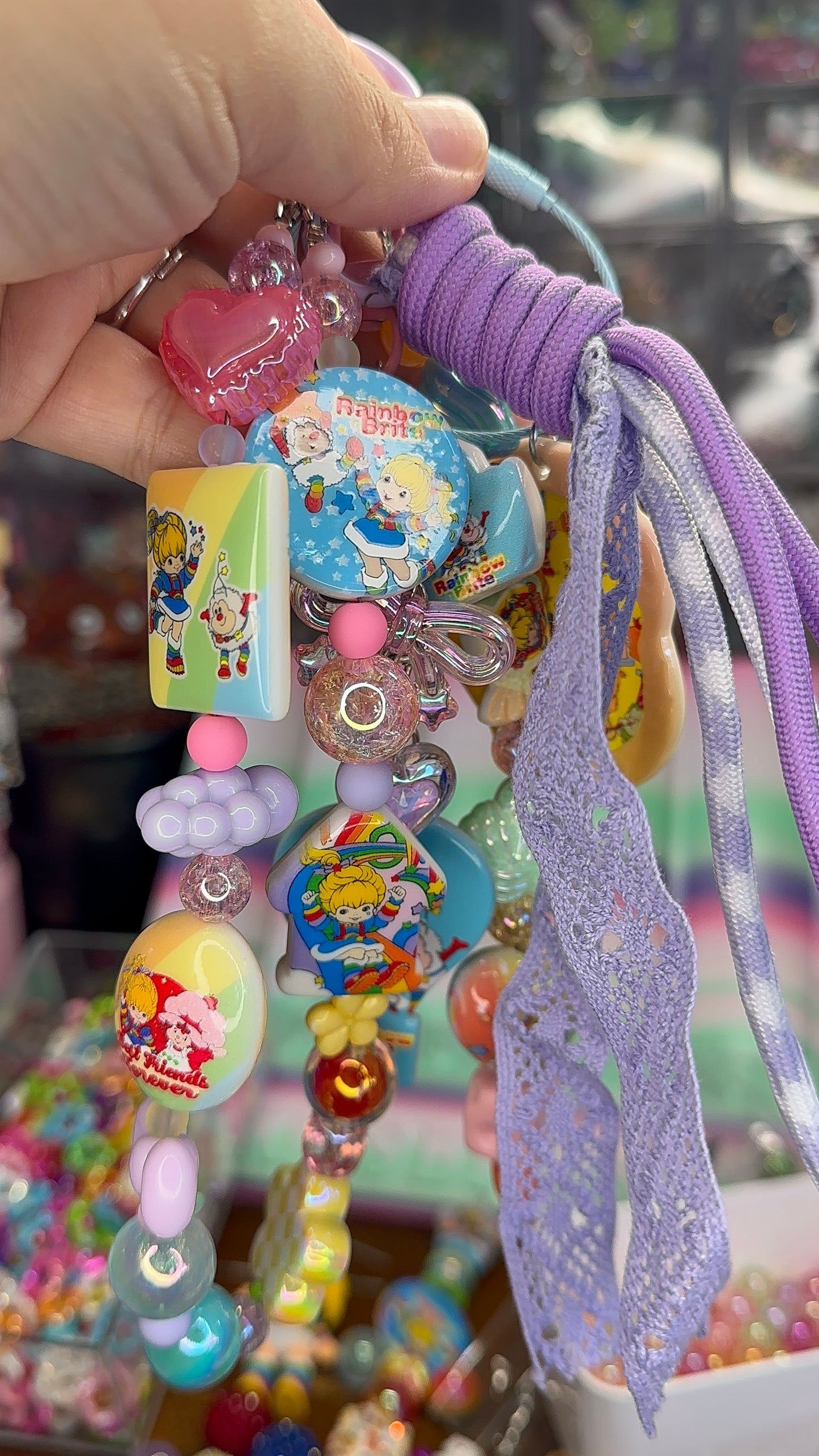 Rainbow Brite Beaded Bag Charm / Purse Charm| Retro Rainbow Kawaii Keychain
$36