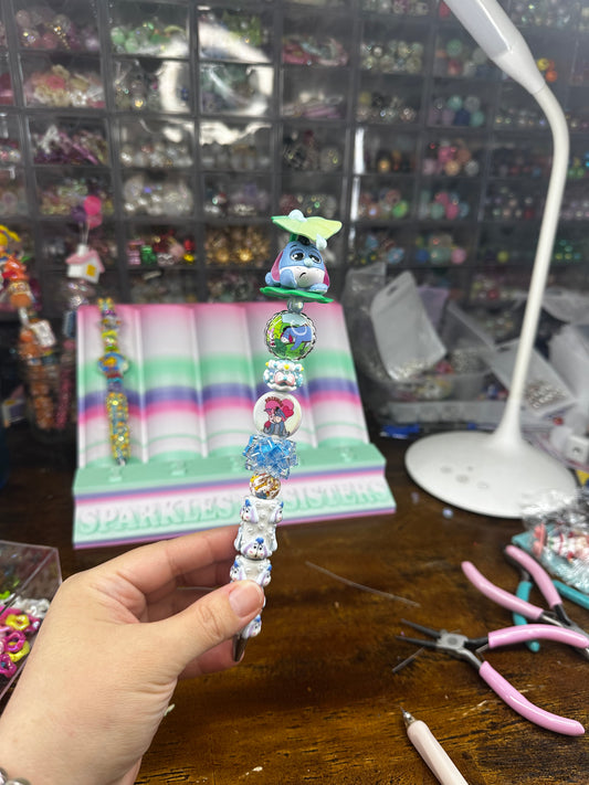 Eeyore Inspired Charm Pen – Handmade Winnie the Pooh Character Pen with Topper & Extender (One of a Kind)