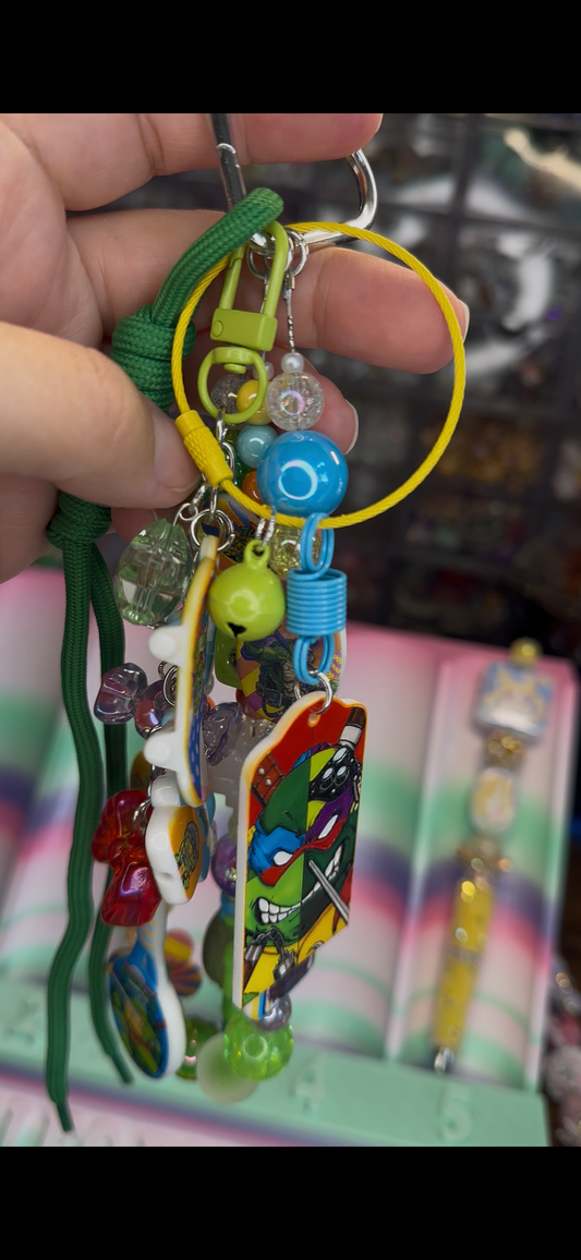 Retro Turtle Inspired Beaded Keychain | 90s Nostalgia Charm Strap $28