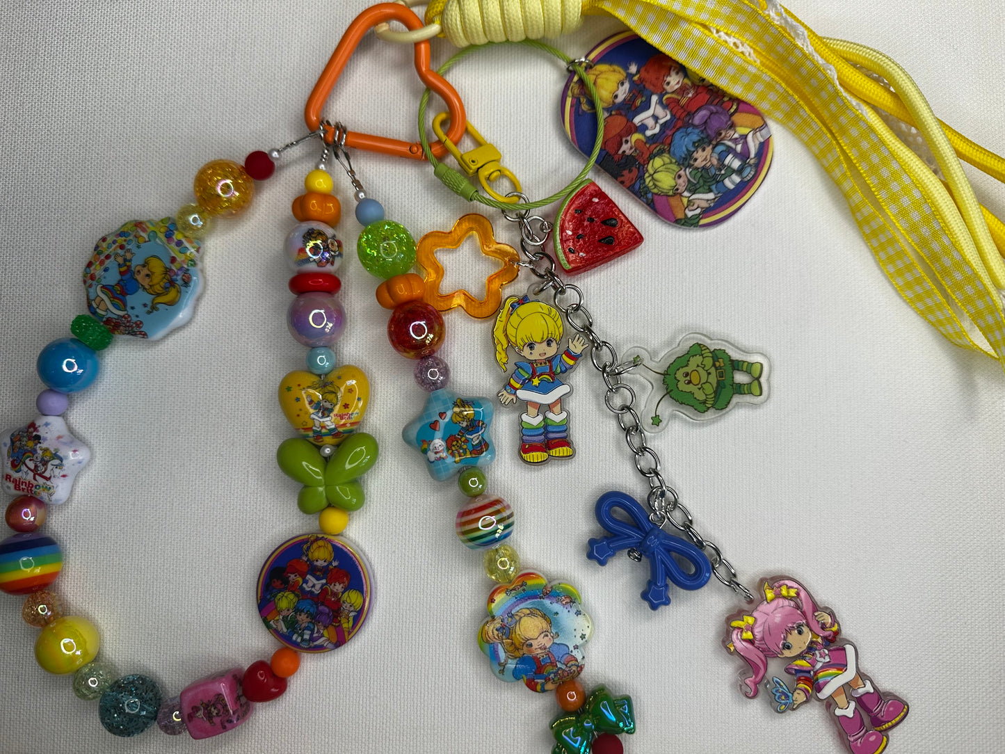 Retro Rainbow Fantasy Beaded Keychain Bag Charm| Colorful Nostalgia Charm Strap $36