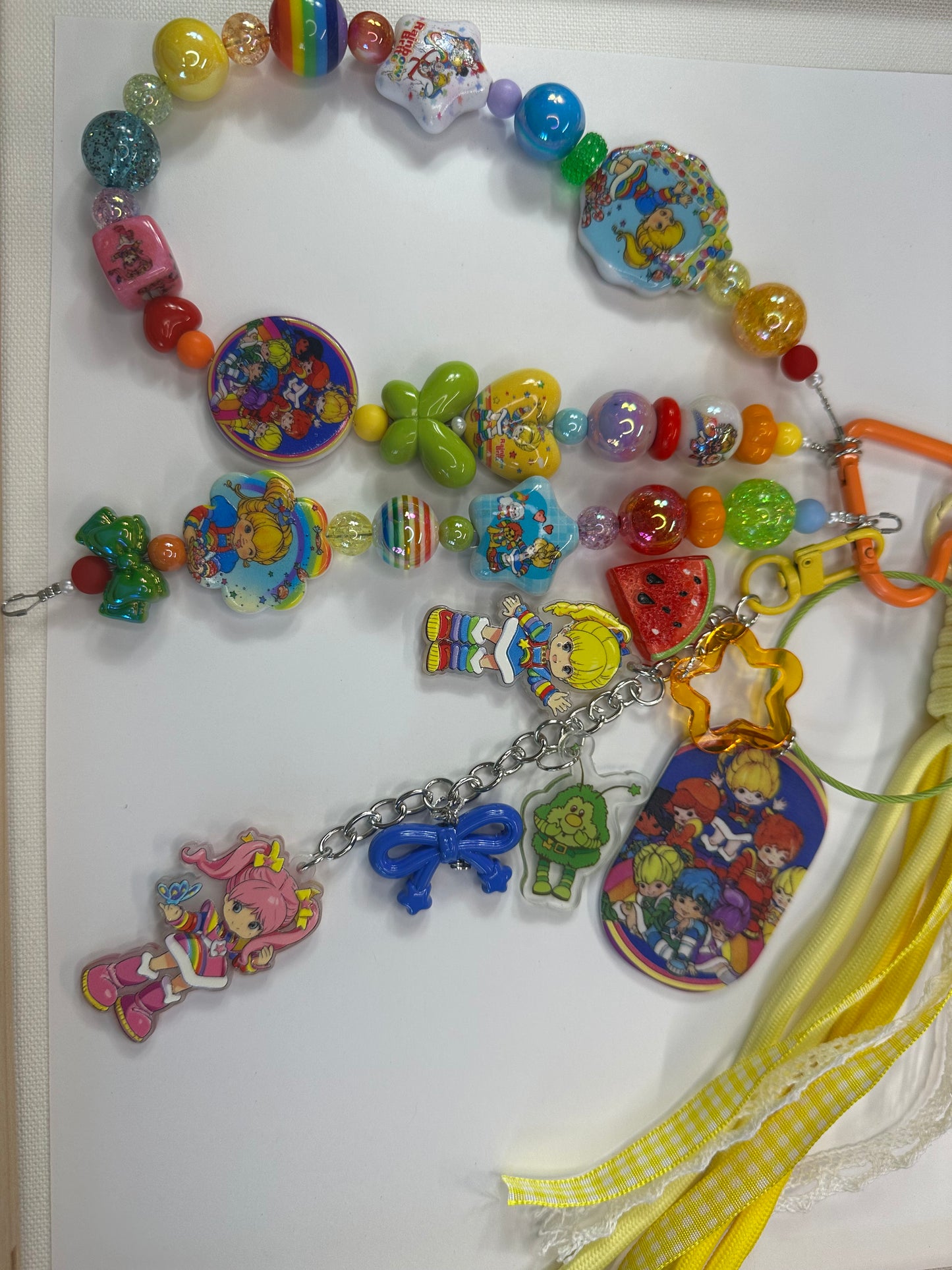 Retro Rainbow Fantasy Beaded Keychain Bag Charm| Colorful Nostalgia Charm Strap $36
