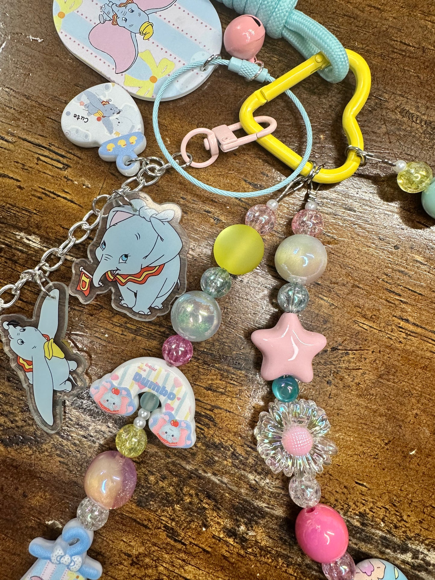 Pastel Dumbo Inspired Beaded Charm Strap – One of a Kind Kawaii Bag Charm $46