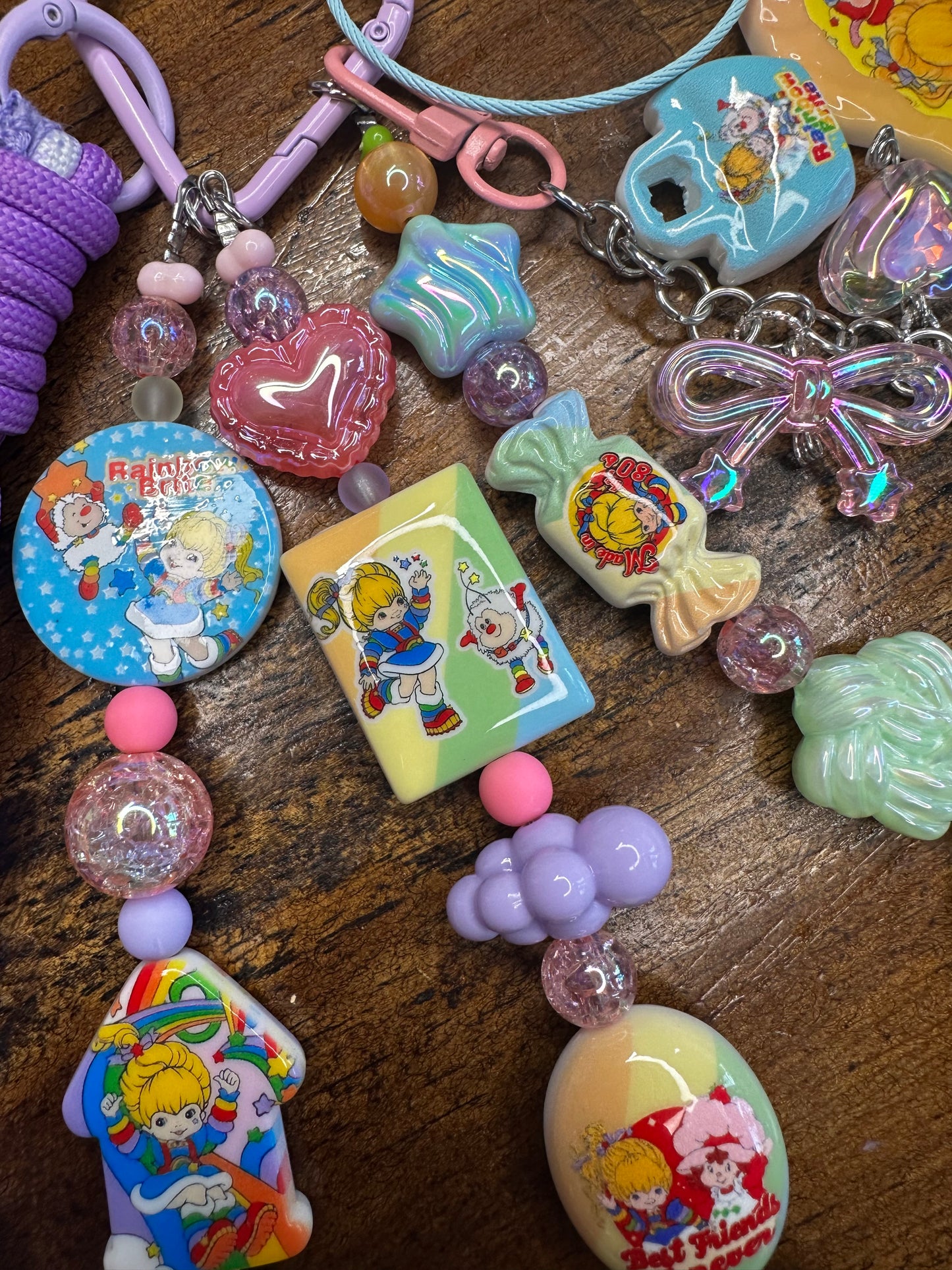 Rainbow Brite Beaded Bag Charm / Purse Charm| Retro Rainbow Kawaii Keychain
$36