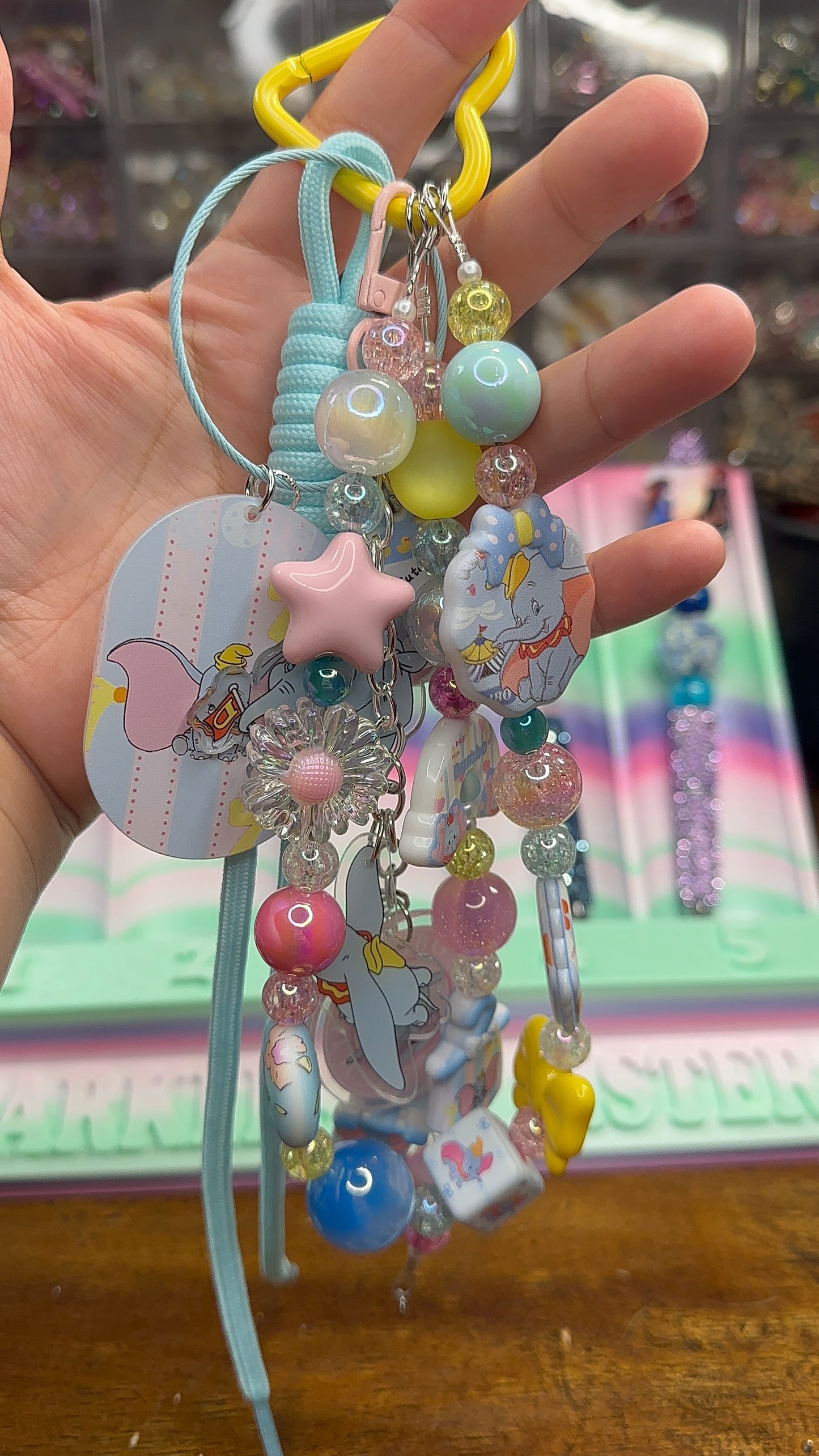 Pastel Dumbo Inspired Beaded Charm Strap – One of a Kind Kawaii Bag Charm $46