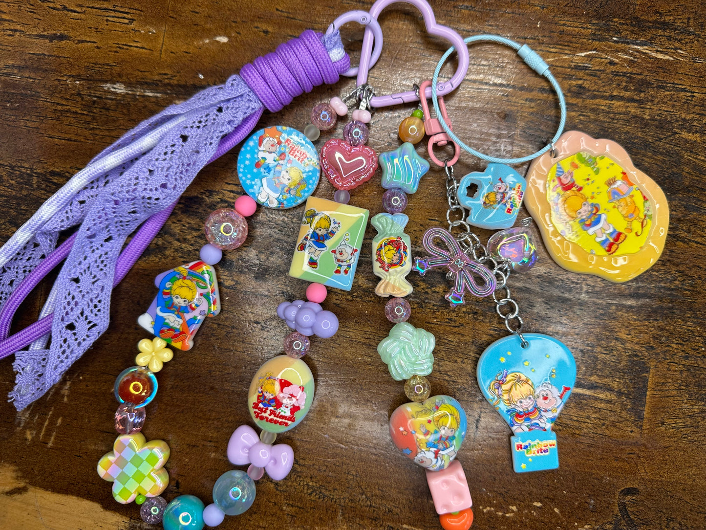 Rainbow Brite Beaded Bag Charm / Purse Charm| Retro Rainbow Kawaii Keychain
$36