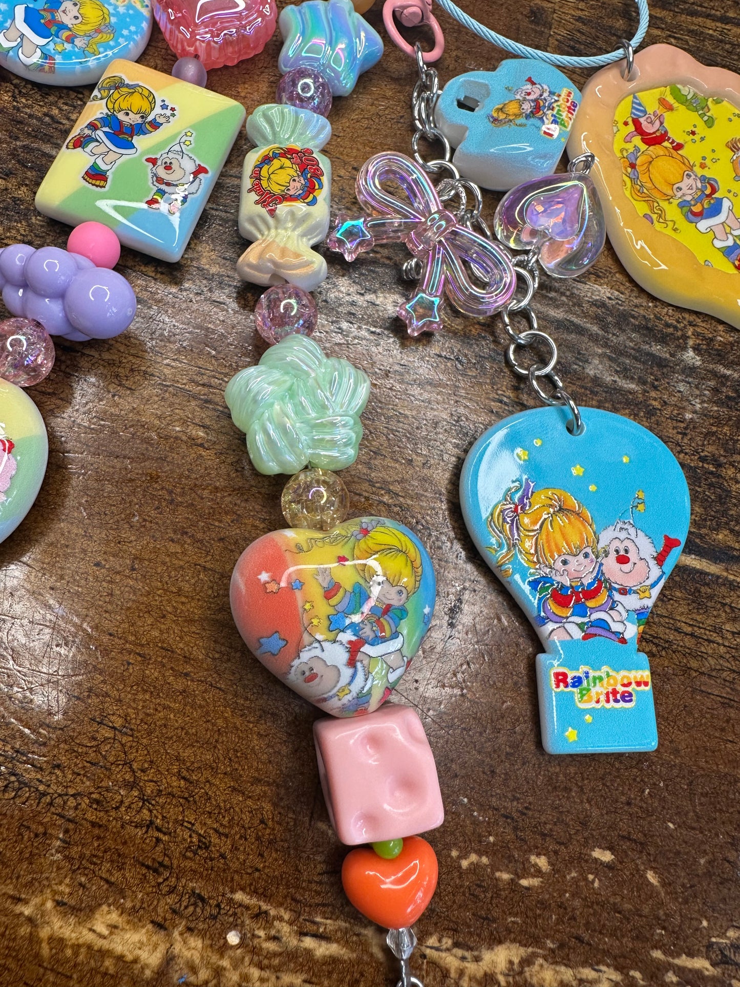 Rainbow Brite Beaded Bag Charm / Purse Charm| Retro Rainbow Kawaii Keychain
$36