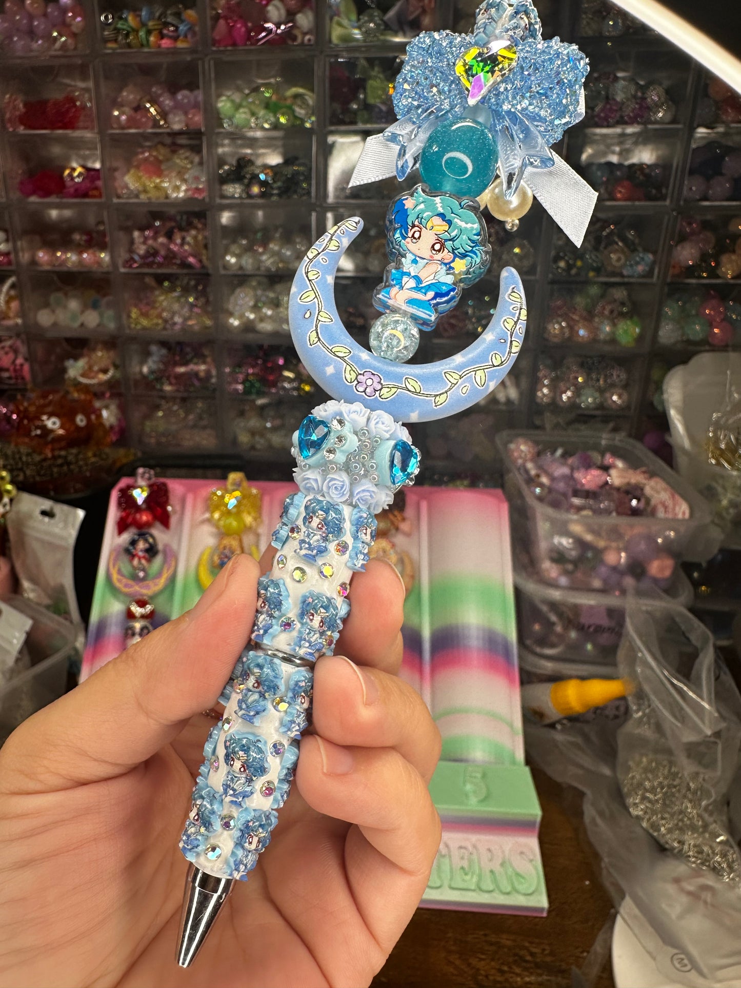 💙🌙 Sailor Mercury Inspired Statement Pen – One of a Kind $22