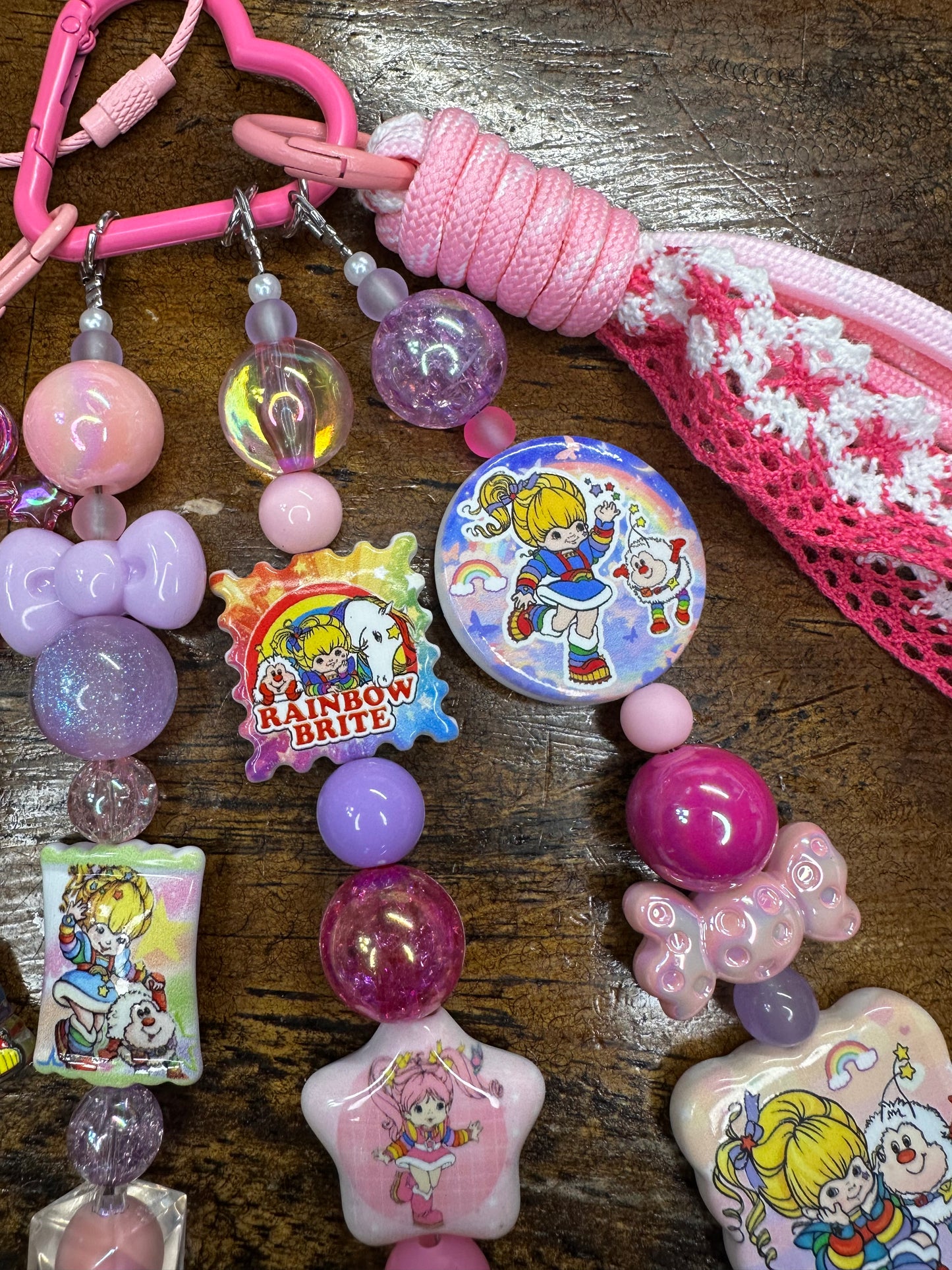 Rainbow Brite Pink Purse Charm – Loaded Beaded Bag Charm with Acrylic Dangles
$36
