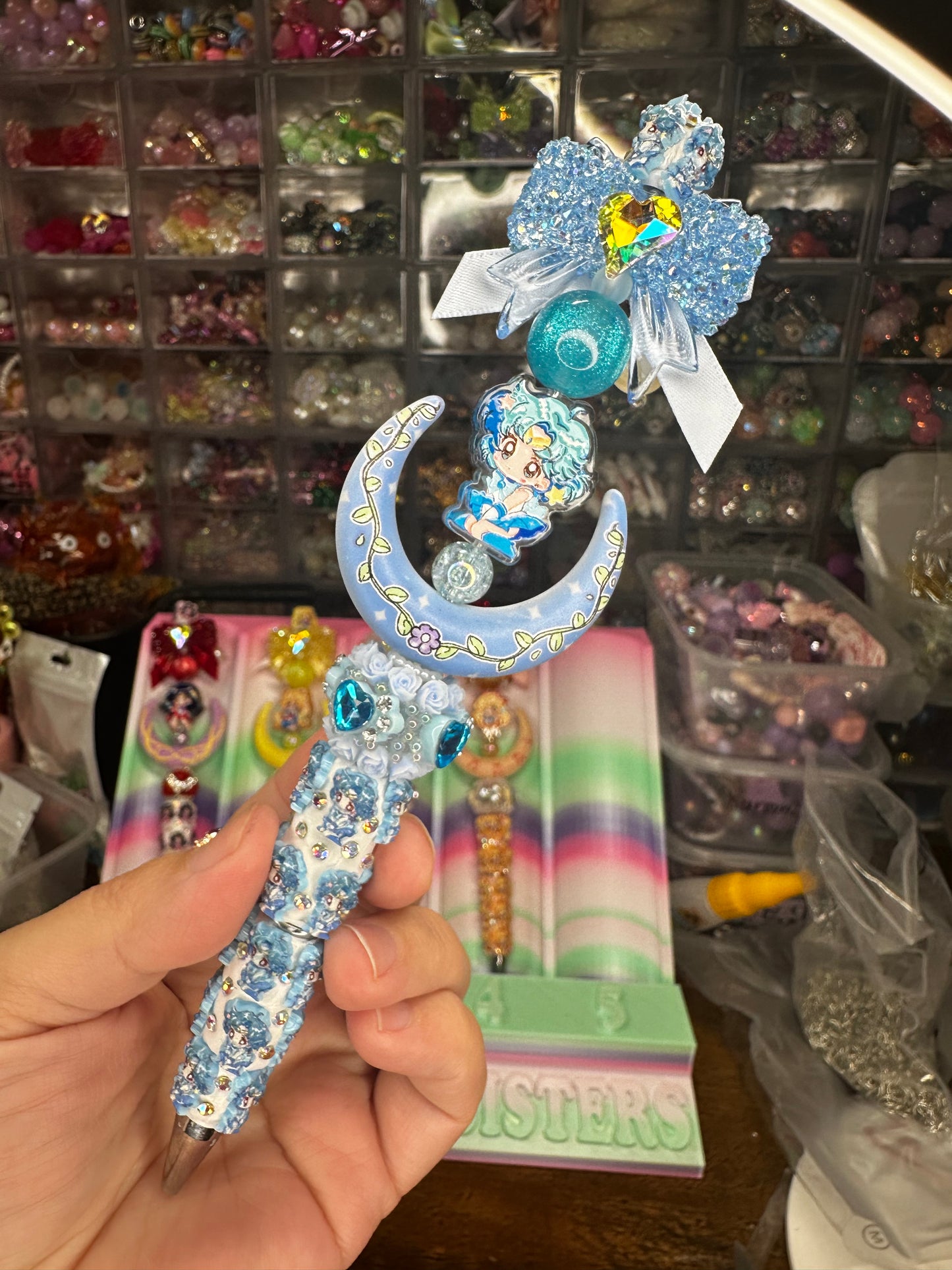 💙🌙 Sailor Mercury Inspired Statement Pen – One of a Kind $22