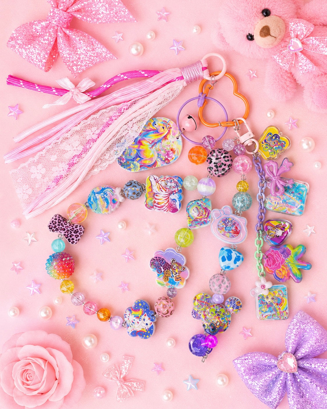 Lisa Frank Inspired Wild Rainbow Fantasy Deluxe Purse Charm