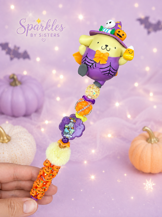 Pompompurin Halloween-Inspired Rhinestone Pen | Pumpkin & Candy Corn Beaded Pen