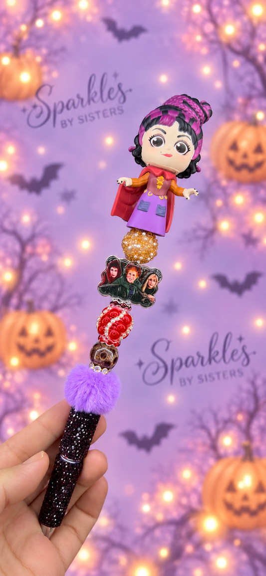 Mary Sanderson-Inspired Hocus Pocus Rhinestone Pen | Handmade Witchy Halloween Pen