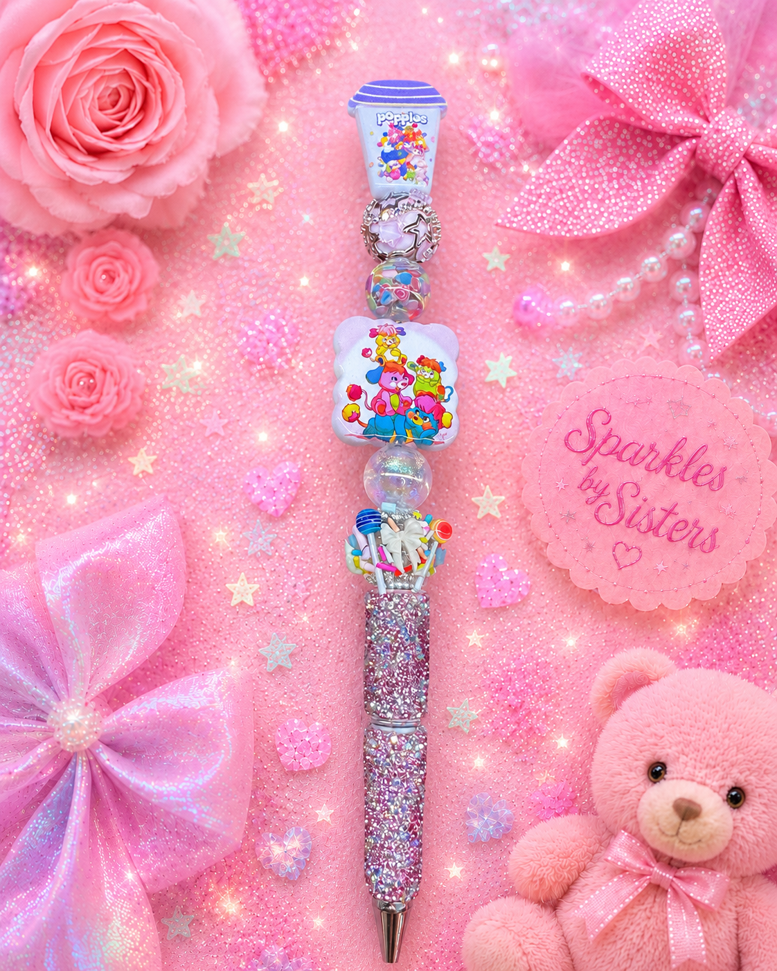 🩷🌈 Handmade Popples-Inspired Beaded Pen