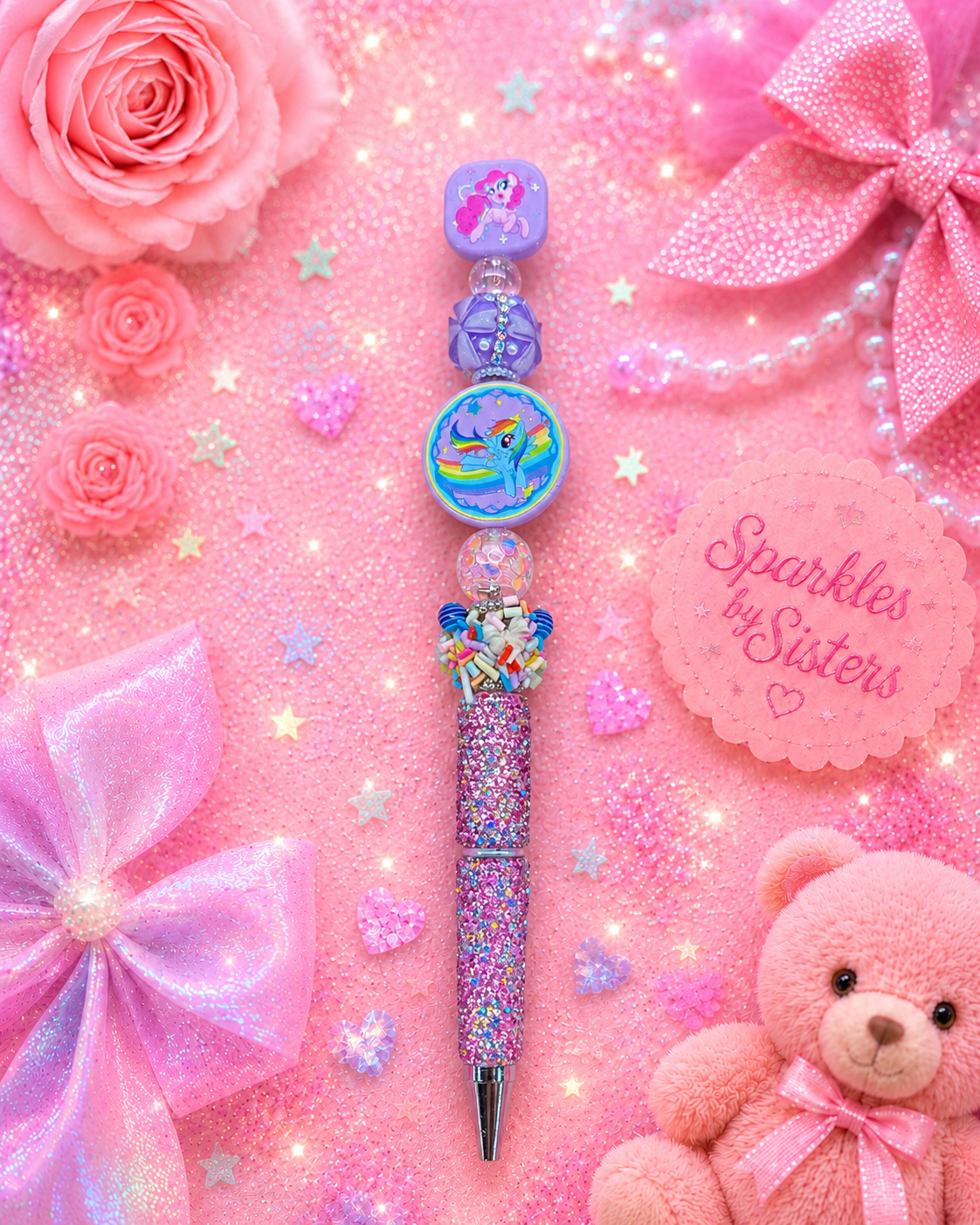 🩷🌈 Handmade My Little Pony-Inspired Beaded Pen – Available 🌈🩷