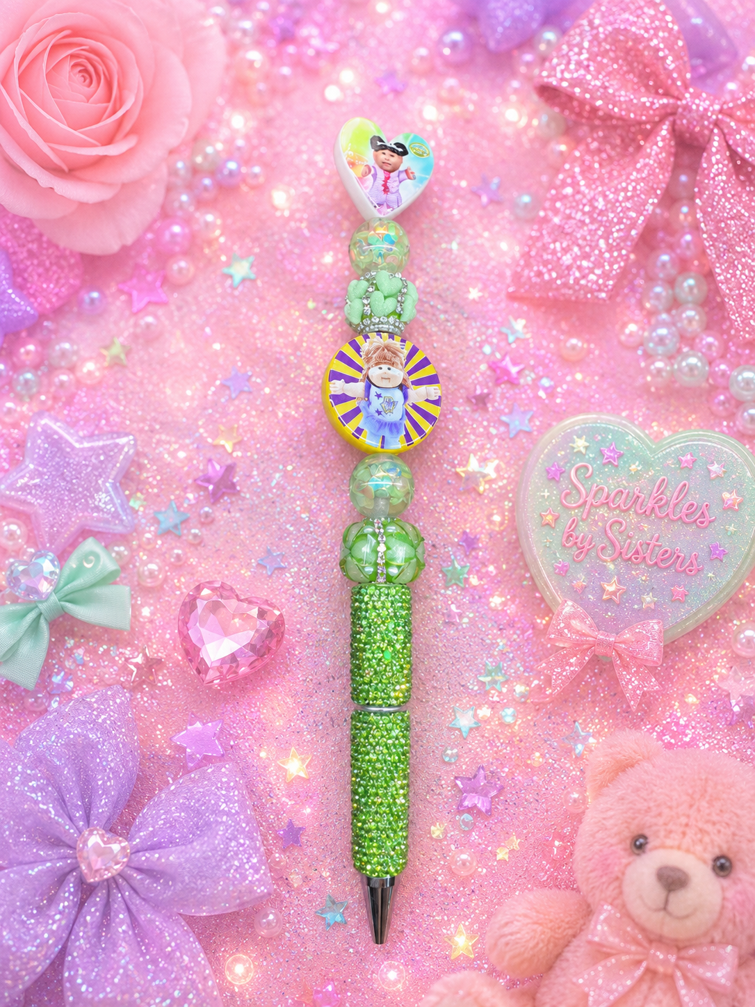 🥬 Cabbage Patch Kids Beaded Pen | Handmade Collectible Pen | Sparkles by Sisters