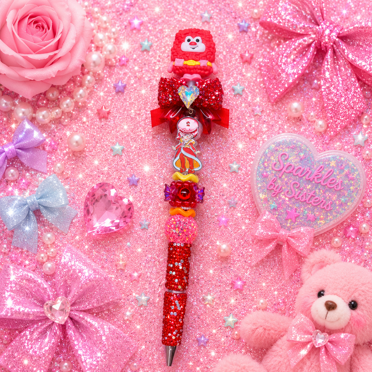 ❤️ Rainbow Brite Romeo & Red Butler Beaded Pen | Handmade Collectible Pen | Sparkles by Sisters