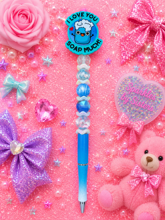 I Love You Soap Much Bubble Bliss Extended Beaded Pen 🧼🫧💙