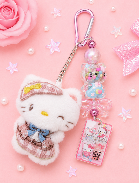 Hello Kitty Boba Beaded Keychain Charm $12