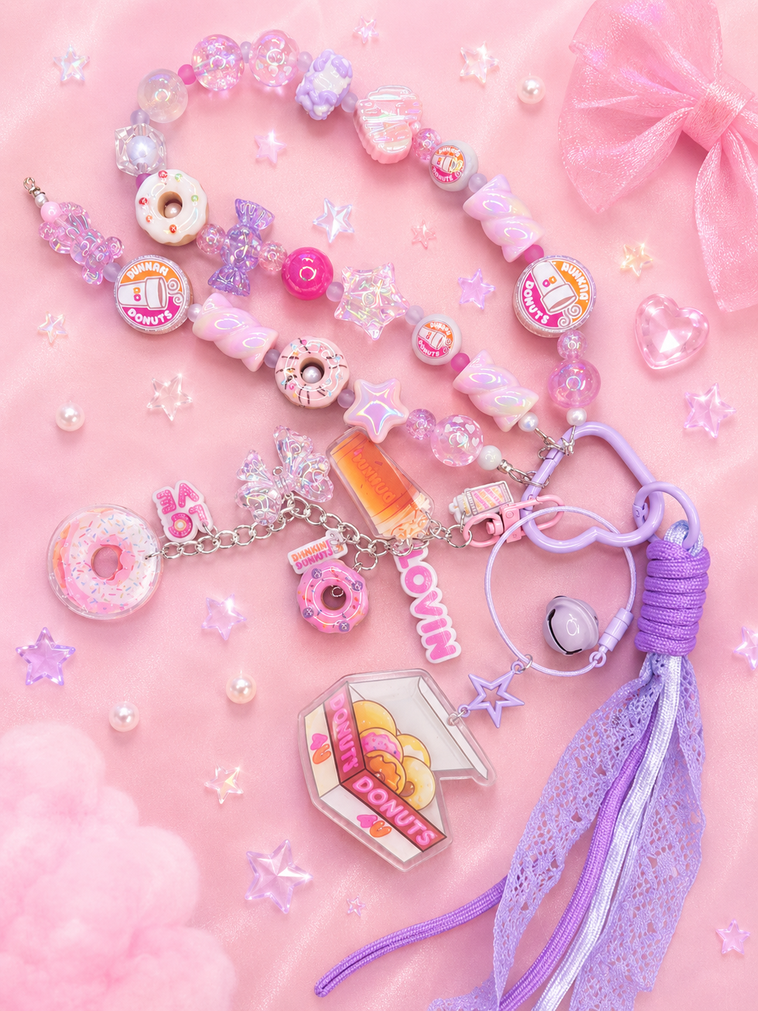 Donut Shop Bag Charm – Pink Dunkin Inspired Purse Charm 🍩💖
$36