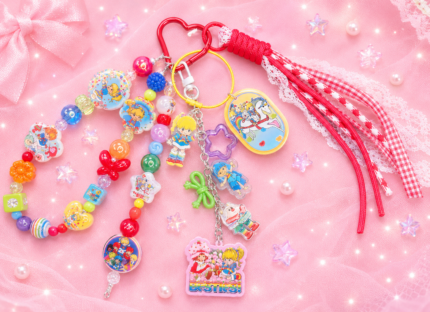 Rainbow Brite Beaded Purse Charm – Extra Layered Statement Bag Charm (Retro Rainbow) $36