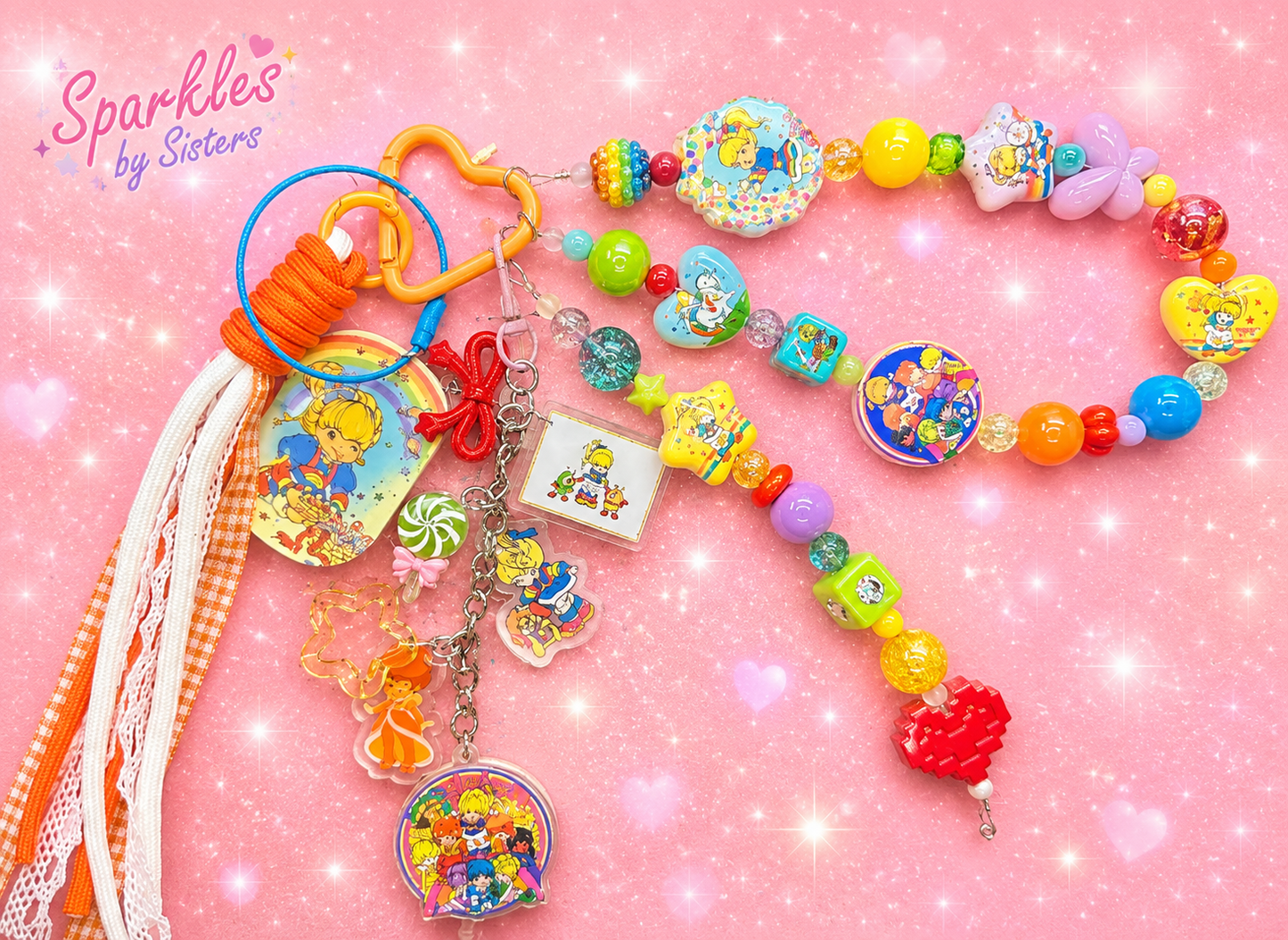 🌈 Rainbow Brite Beaded Purse Keychain/Charm 🌈 $36